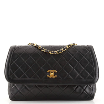 Chanel Vintage CC Chain Flap Bag Quilted Lambskin Large