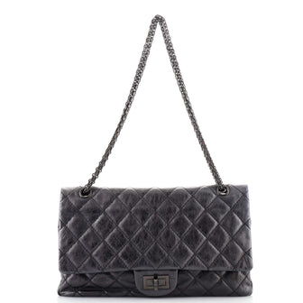 Chanel So Black Reissue 2.55 Flap Bag Quilted Glazed Aged Calfskin 227