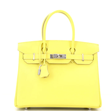 Hermes Birkin Handbag Yellow Epsom with Palladium Hardware 30