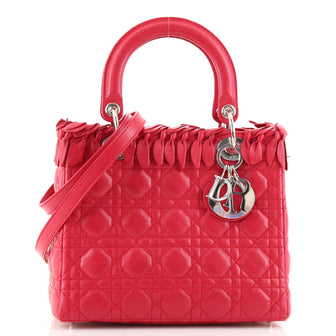 Christian Dior Lady Dior Bag Bow Cannage Quilt Lambskin Medium