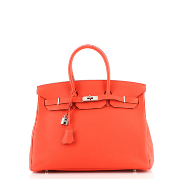 Hermes Birkin Handbag Red Togo with Palladium Hardware 35