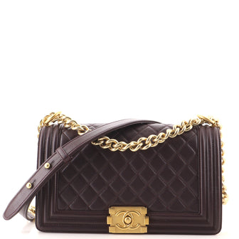 Chanel Boy Flap Bag Quilted Lambskin Old Medium