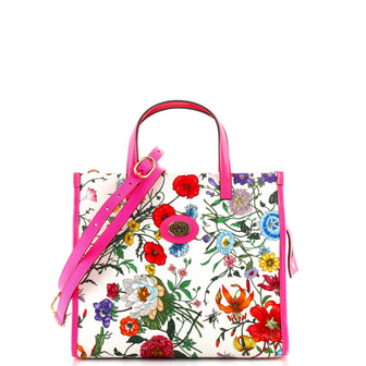 Gucci Convertible Open Tote Flora Canvas Small