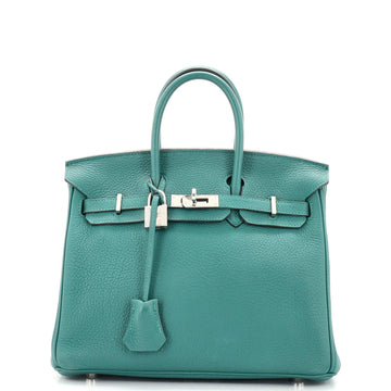 Hermes Birkin Handbag Green Togo with Palladium Hardware 25