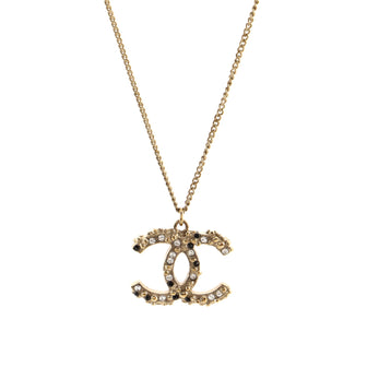 Chanel CC Long Pendant Necklace Crystal Embellished Metal and Enamel