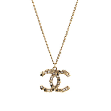 Chanel CC Long Pendant Necklace Crystal Embellished Metal and Enamel