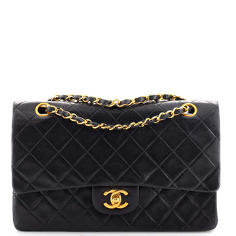 Chanel Vintage Classic Double Flap Bag Quilted Lambskin Medium