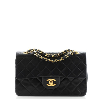 Chanel Vintage Classic Double Flap Bag Quilted Lambskin Small