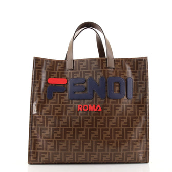 Fendi Mania Logo Shopper Tote Zucca Coated Canvas Large