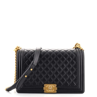 Chanel Boy Flap Bag Quilted Lambskin New Medium