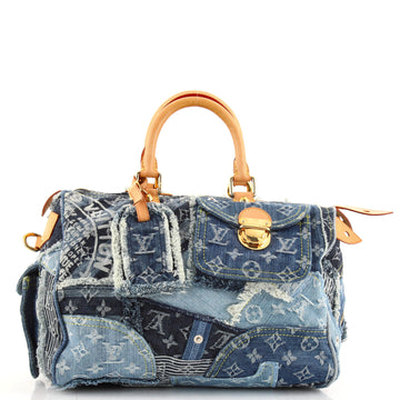 Louis Vuitton Patchwork Speedy Bag Denim 30