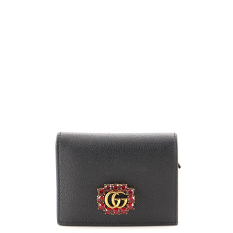 Gucci Crystal Around GG Card Holder Leather with Crystals
