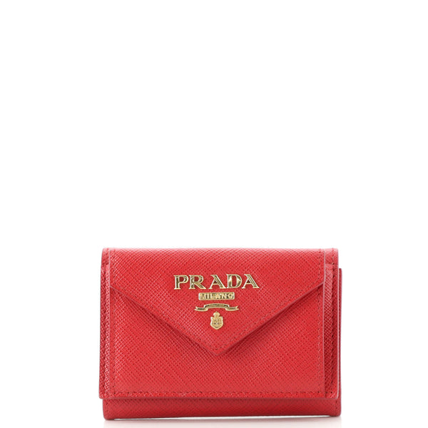 Prada Envelope Trifold Wallet Saffiano Leather Mini 140133
