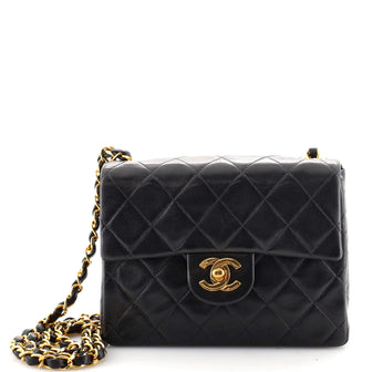 Chanel Vintage Square Classic Single Flap Bag Quilted Lambskin Mini