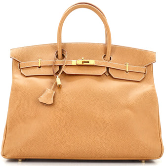 Hermes Birkin Handbag Brown Ardennes with Gold Hardware 40