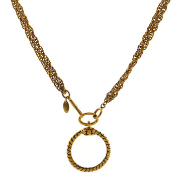Chanel Magnifying Glass Pendant Necklace Quilted Metal