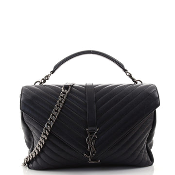 Saint Laurent Classic Monogram College Bag Matelasse Chevron Leather Large
