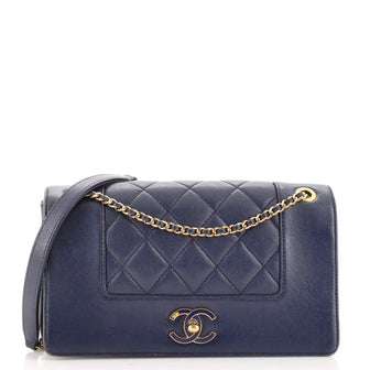 Chanel Mademoiselle Vintage Flap Bag Chevron Sheepskin Small