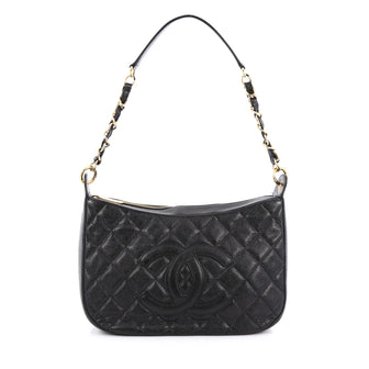 Chanel Timeless CC Chain Shoulder Bag Quilted Caviar Medium Black
