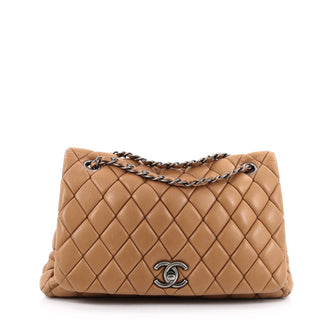 Chanel New Bubble Flap Bag Quilted Lambskin Small Brown