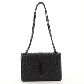 Saint Laurent Classic Monogram Envelope Satchel Mixed Matelasse Leather Medium