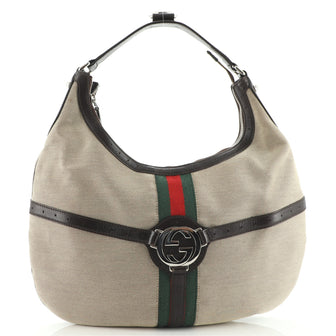 Gucci Reins Web Hobo Canvas Medium