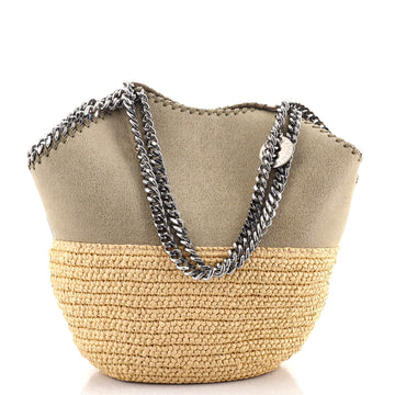 Stella McCartney Falabella Bucket Tote Raffia and Shaggy Deer Medium