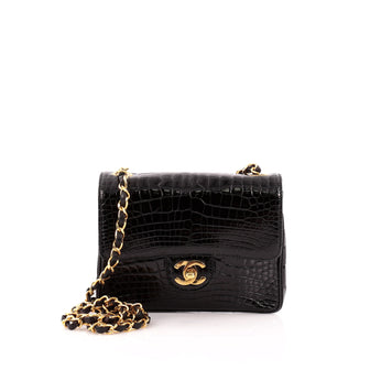 Chanel Vintage Square Classic Single Flap Bag Alligator Mini
