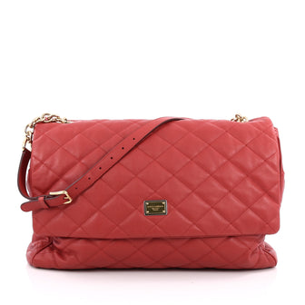 Dolce & Gabbana Miss Kate Shoulder Bag Quilted Vitello Soft Large Red