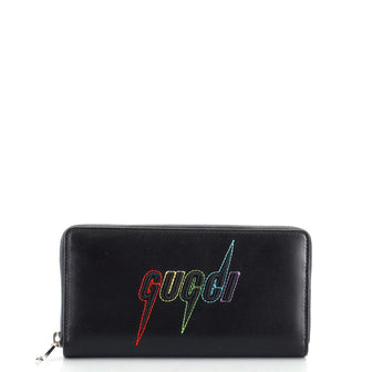 Gucci Blade Logo Zip Around Wallet Embroidered Leather