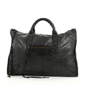 Balenciaga Weekender Classic Studs Handbag Leather Black