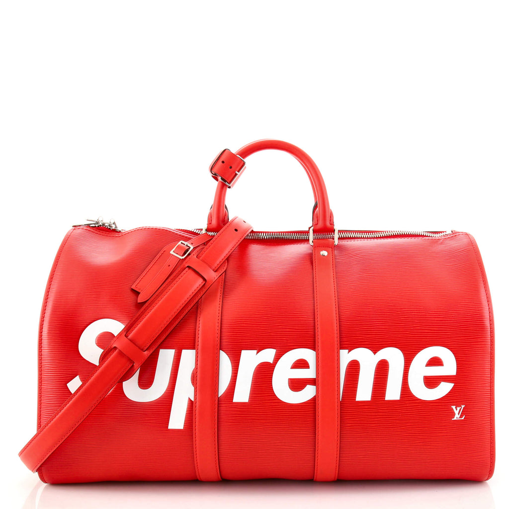 Louis Vuitton X Supreme Limited Edition Red Epi Bandouliere Duffle