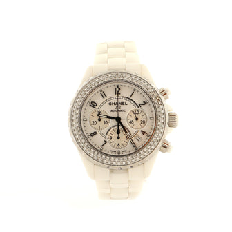 Chanel J12 Chronograph Automatic Watch Ceramic and Stainless Steel with Diamond Bezel 41
