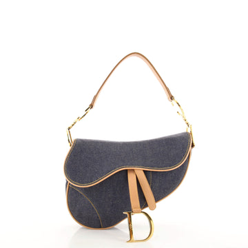 Christian Dior Vintage Saddle Bag Denim Medium