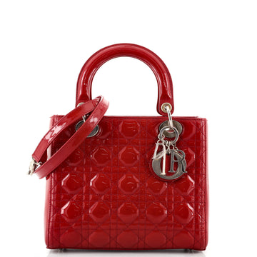 Christian Dior Lady Dior Bag Cannage Quilt Patent Medium