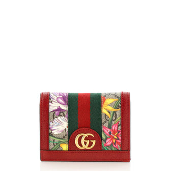 Gucci Ophidia Flap Card Case Flora GG Coated Canvas