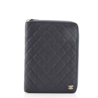 Zip Around Notebook Agenda Cover Quilted Caviar Large