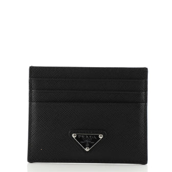 Prada Logo Card Holder Saffiano Leather