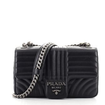 Prada Chain Flap Shoulder Bag Diagramme Quilted Leather Medium