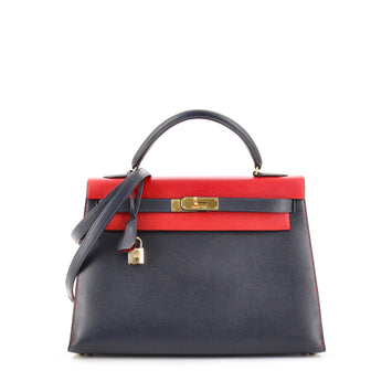 Hermes Kelly Handbag Bicolor Courchevel with Gold Hardware 32