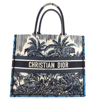 Christian Dior Book Tote Embroidered Canvas Large