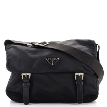 Prada Zip Buckle Messenger Bag Tessuto Medium