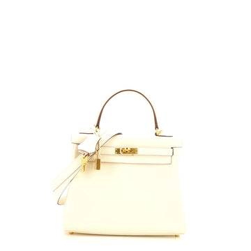 Hermes Kelly Handbag Light Swift with Gold Hardware 25