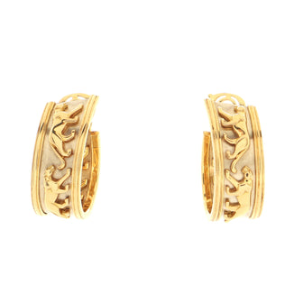 Cartier Vintage Walking Panthere Clip-On Hoop Earrings 18K Yellow Gold and 18K White Gold