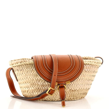 Chloe Marcie Basket Bag Raffia and Leather Small