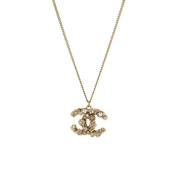 Chanel Camellia on CC Pendant Necklace Metal and Enamel with Crystals and Faux Pearls