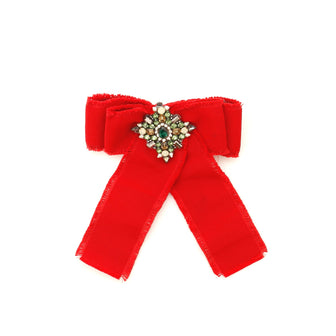 Gucci Bow Brooch Grosgrain with Crystals