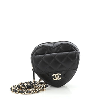 Chanel Black Quilted Lambskin Heart Belt Bag