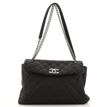 Chanel Pocket Accordion Flap Bag Quilted Caviar Medium