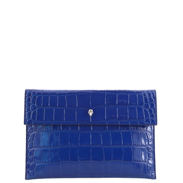 Alexander McQueen Skull Envelope Clutch Crocodile Embossed Leather